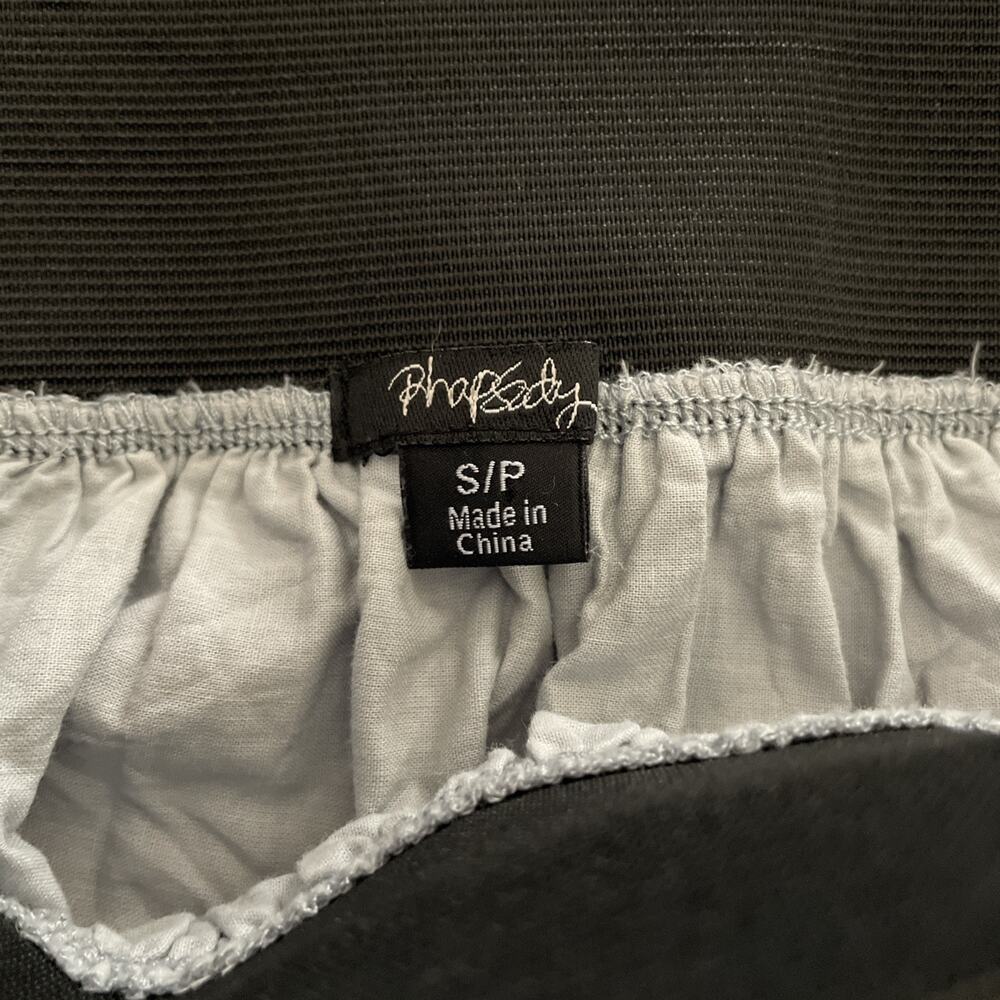 RHAPSODY Lined Cotton Elastic Waist Skirt Size Small Gray with Black Embroidery - Picture 4 of 4